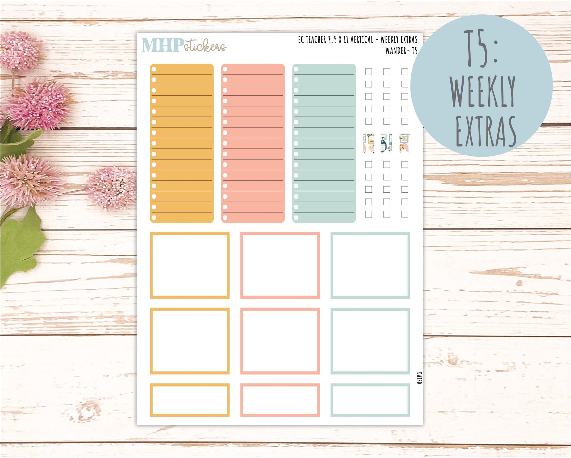 JUNE Stickers for EC Teacher Lesson Planner - Vertical Layout. 2026 Collection "Wander" || ECTV