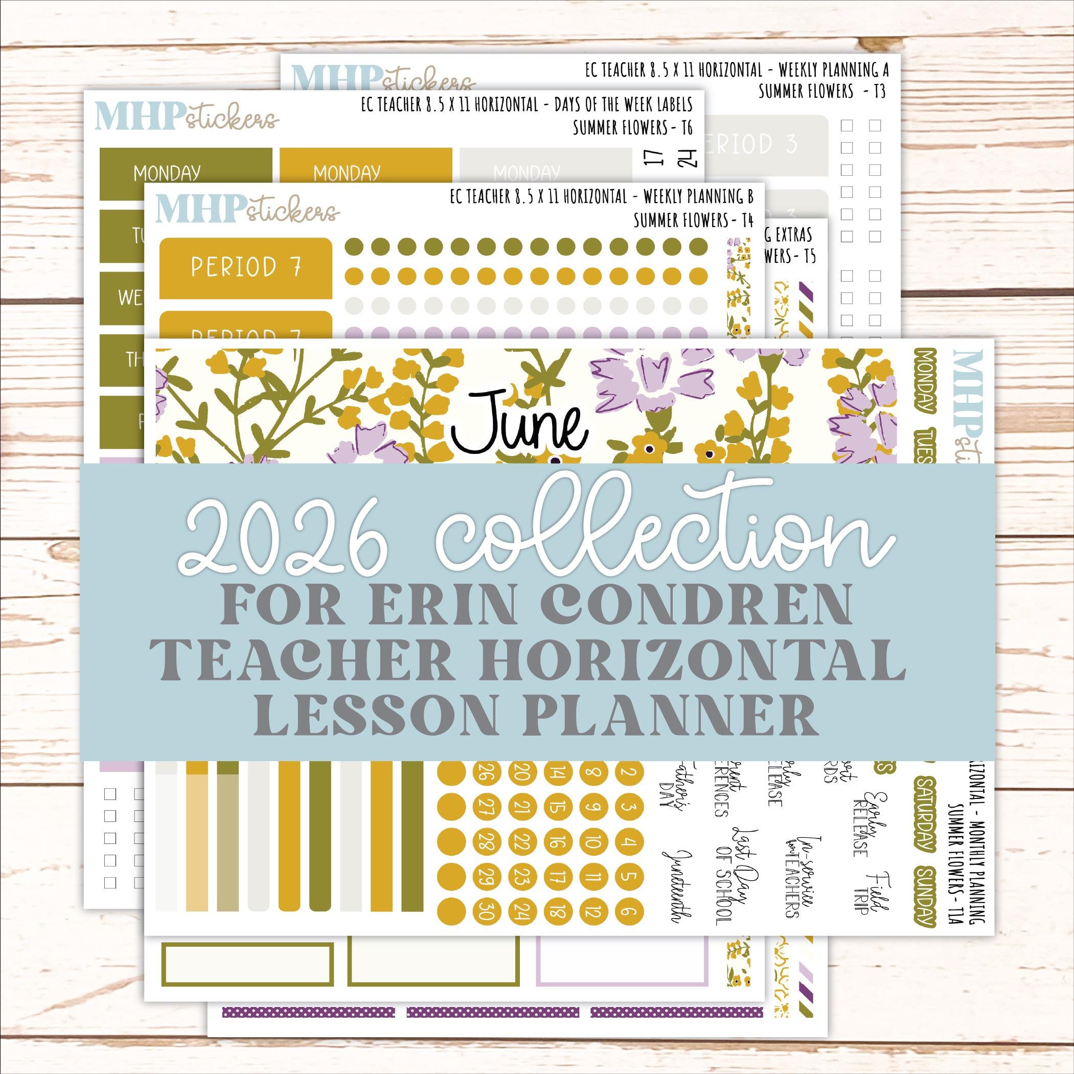 JUNE Stickers for EC Teacher Lesson Planner - Horizontal Layout. 2026 ...