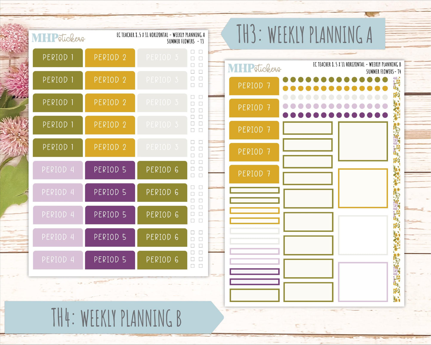 JUNE Stickers for EC Teacher Lesson Planner - Horizontal Layout. 2026 Collection "Summer Flowers" || ECTH