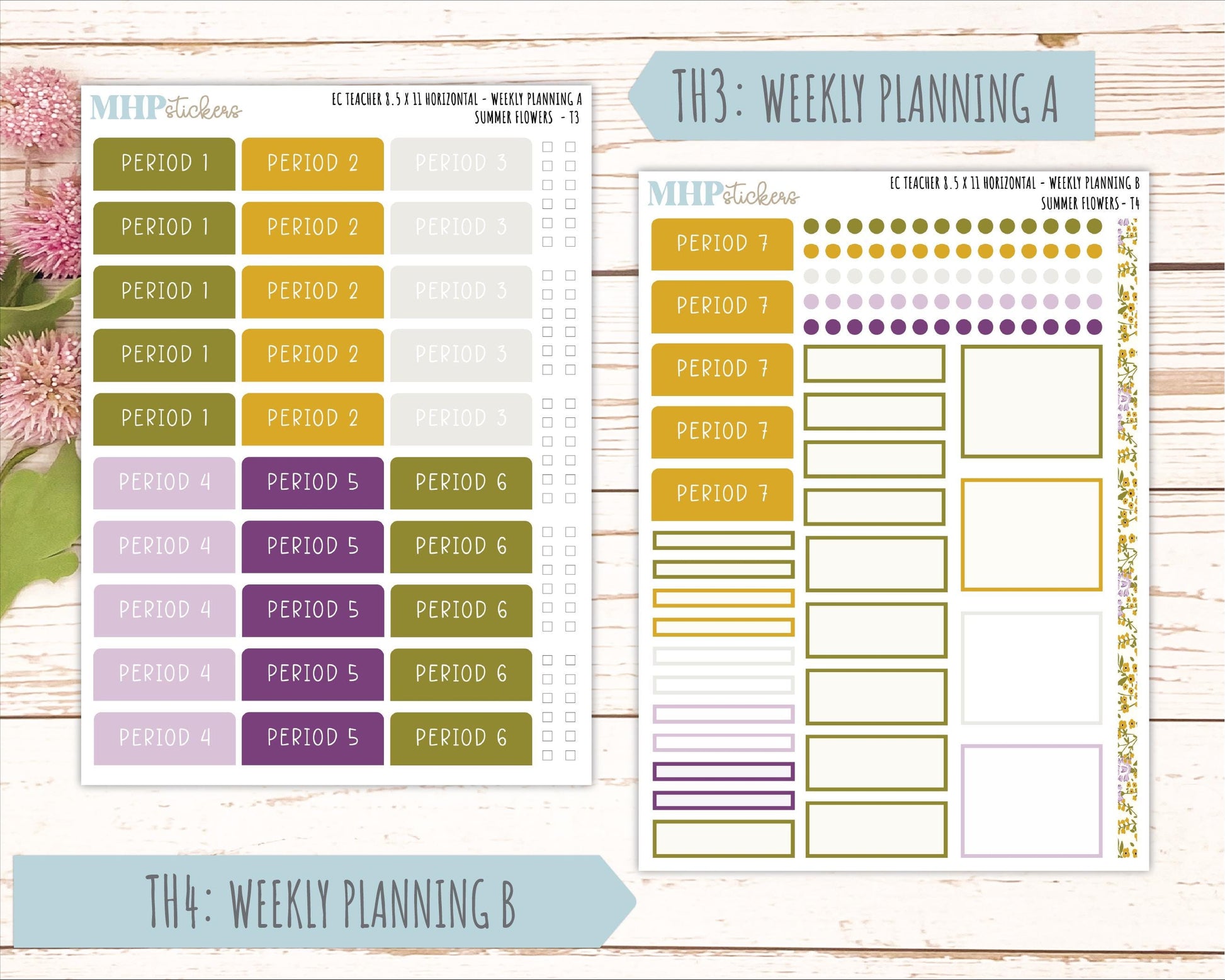 JUNE Stickers for EC Teacher Lesson Planner - Horizontal Layout. 2026 Collection "Summer Flowers" || ECTH