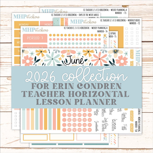 JUNE Stickers for EC Teacher Lesson Planner - Horizontal Layout. 2026 Collection "Wander" || ECTH