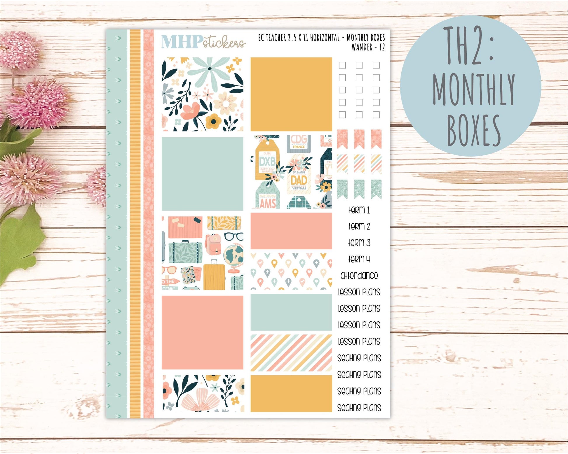 JUNE Stickers for EC Teacher Lesson Planner - Horizontal Layout. 2026 Collection "Wander" || ECTH