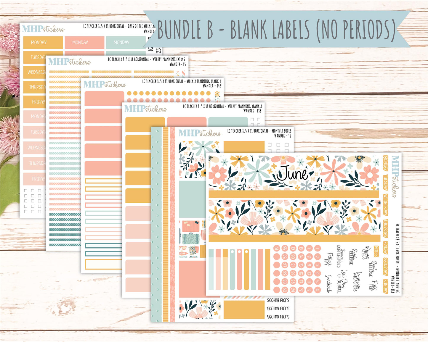 JUNE Stickers for EC Teacher Lesson Planner - Horizontal Layout. 2026 Collection "Wander" || ECTH