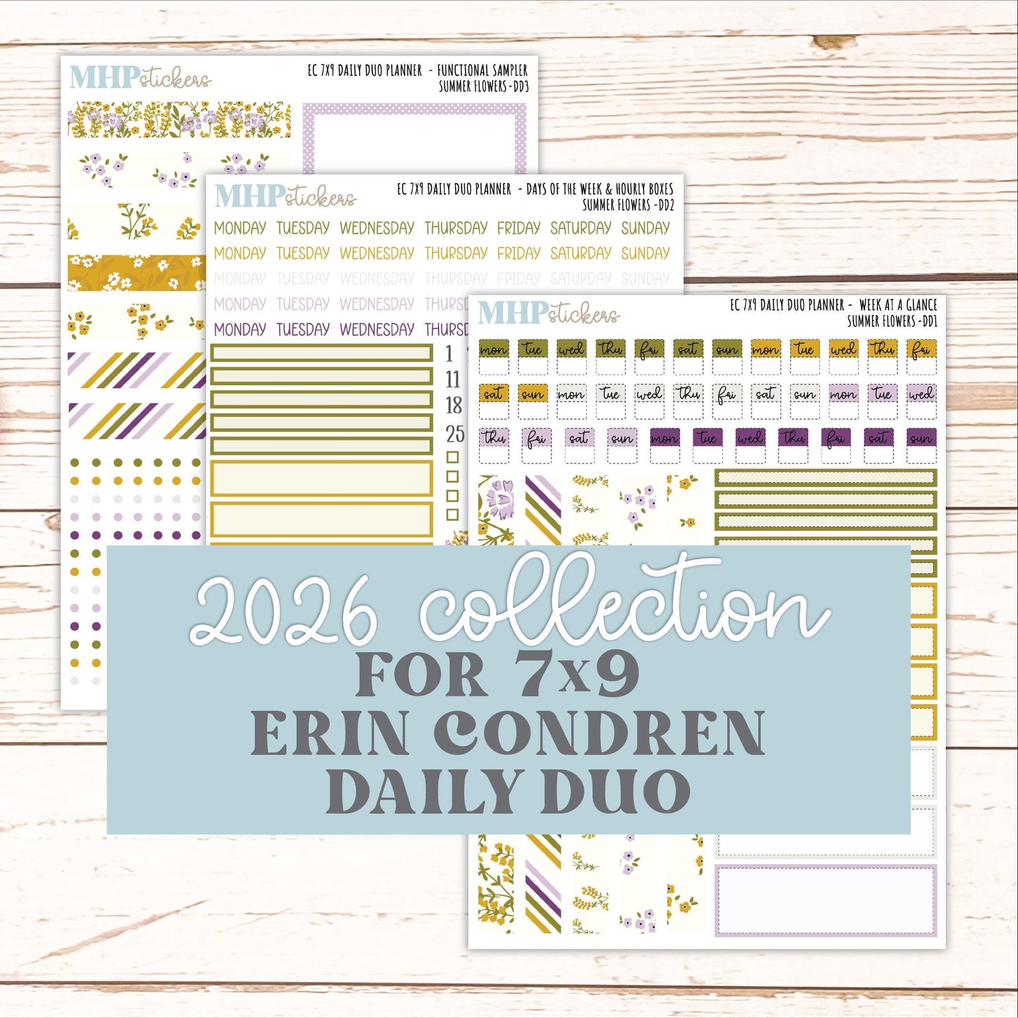 JUNE Daily Duo Sticker Kit for 7x9 Erin Condren Planners. 2026 Collection "Summer Flowers" || ECDD