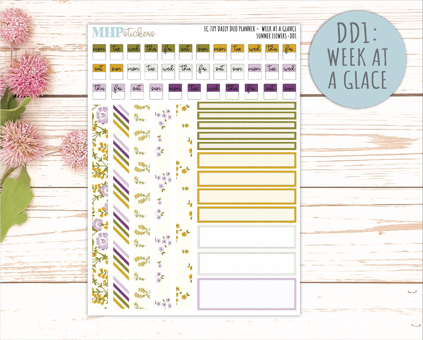 JUNE Daily Duo Sticker Kit for 7x9 Erin Condren Planners. 2026 Collection "Summer Flowers" || ECDD