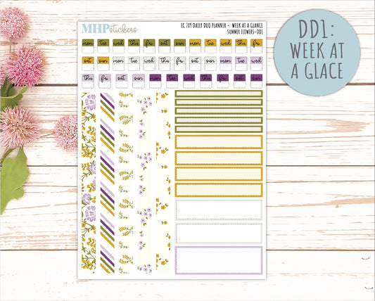 JUNE Daily Duo Sticker Kit for 7x9 Erin Condren Planners. 2026 Collection "Summer Flowers" || ECDD