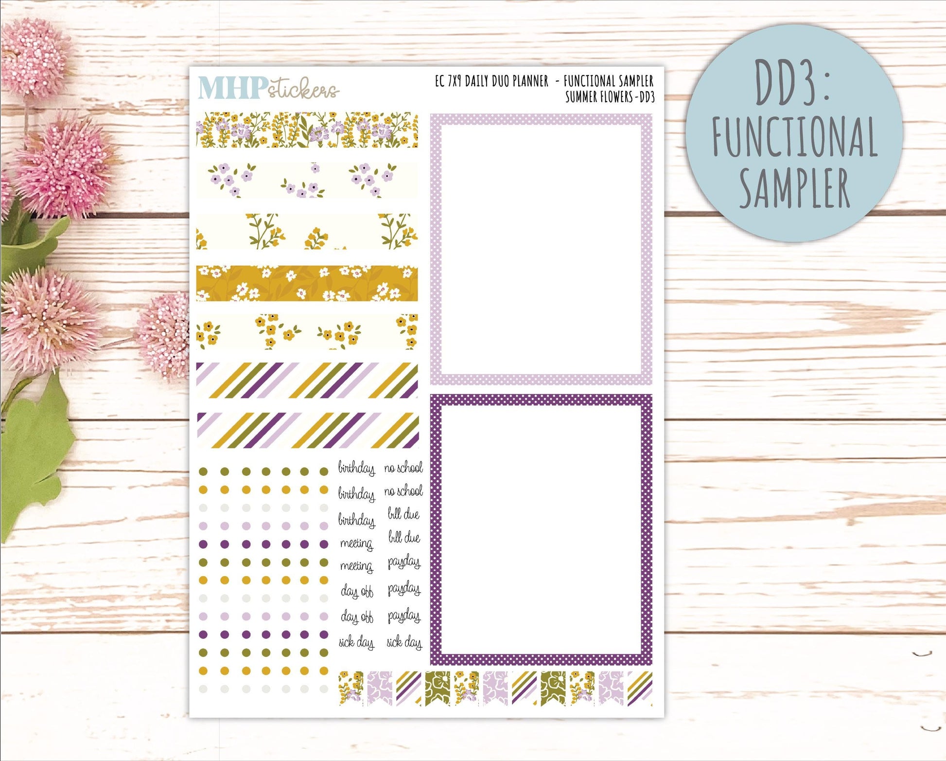 JUNE Daily Duo Sticker Kit for 7x9 Erin Condren Planners. 2026 Collection "Summer Flowers" || ECDD