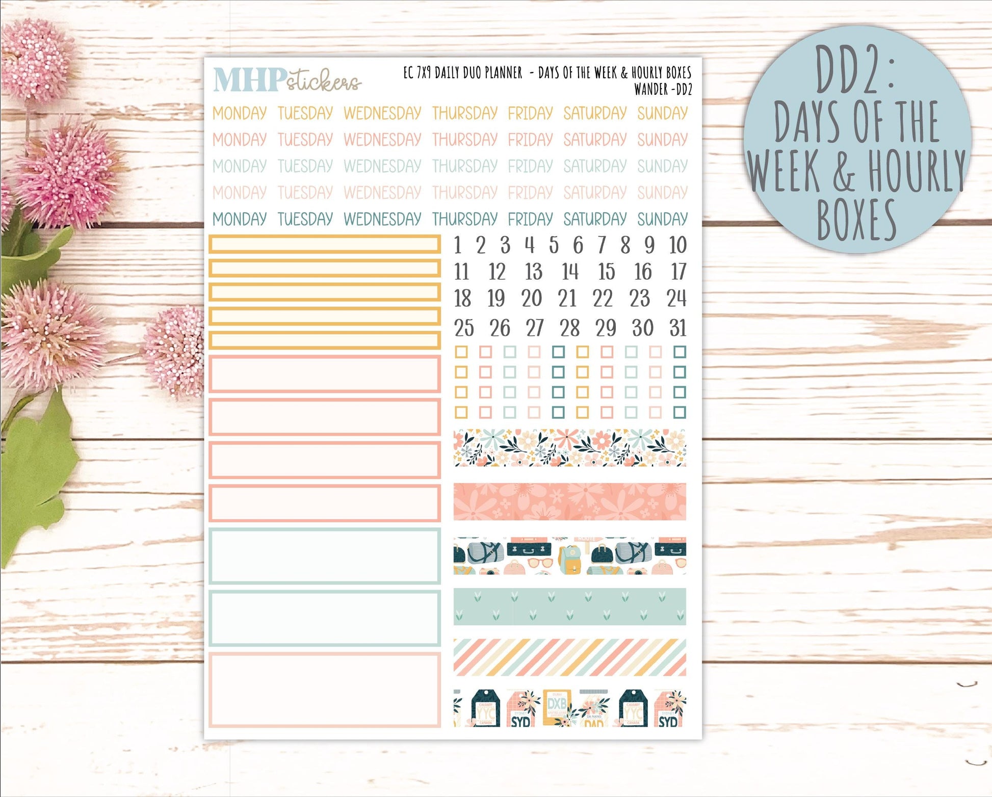 JUNE Daily Duo Sticker Kit for 7x9 Erin Condren Planners. 2026 Collection "Wander || ECDD