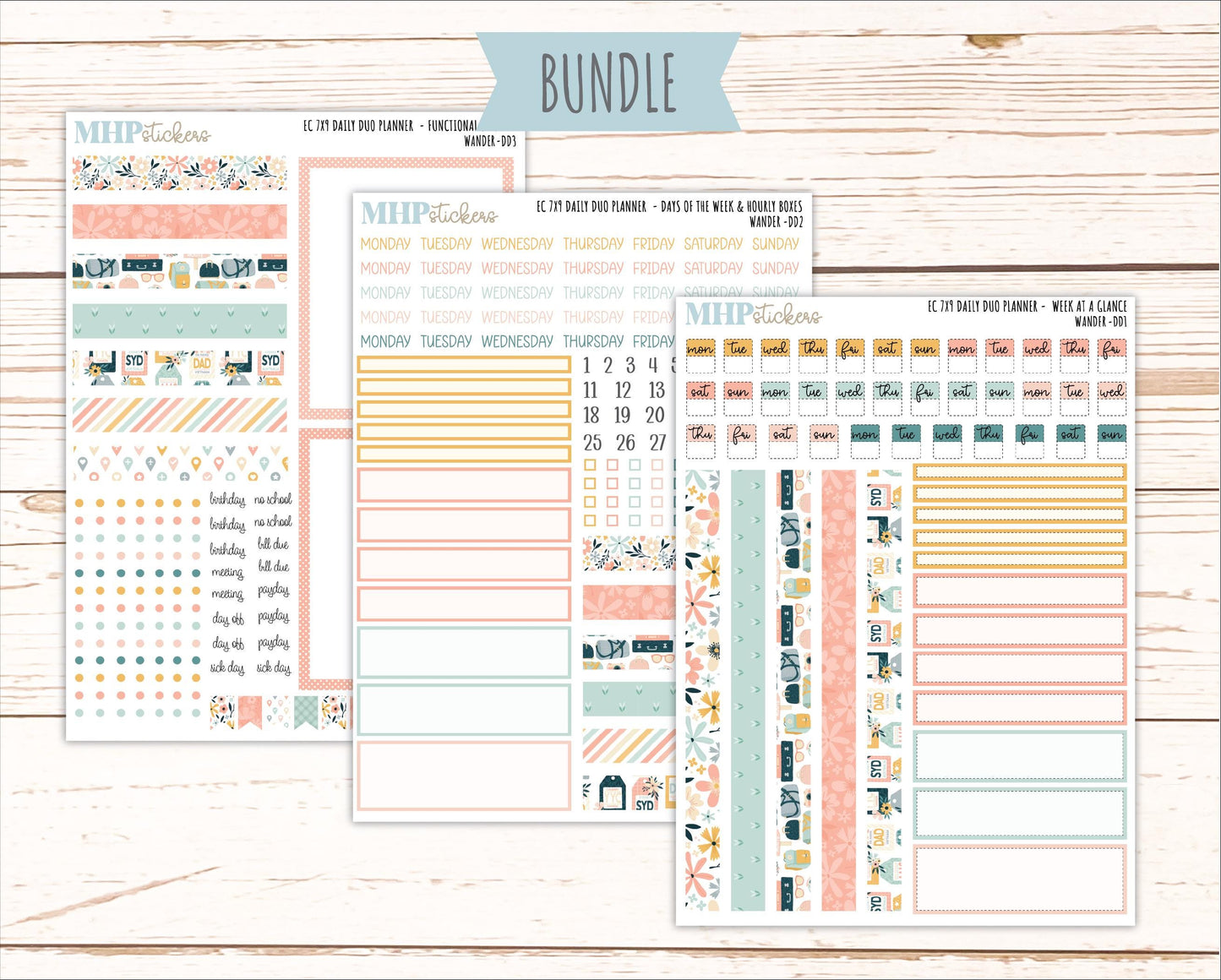 JUNE Daily Duo Sticker Kit for 7x9 Erin Condren Planners. 2026 Collection "Wander || ECDD