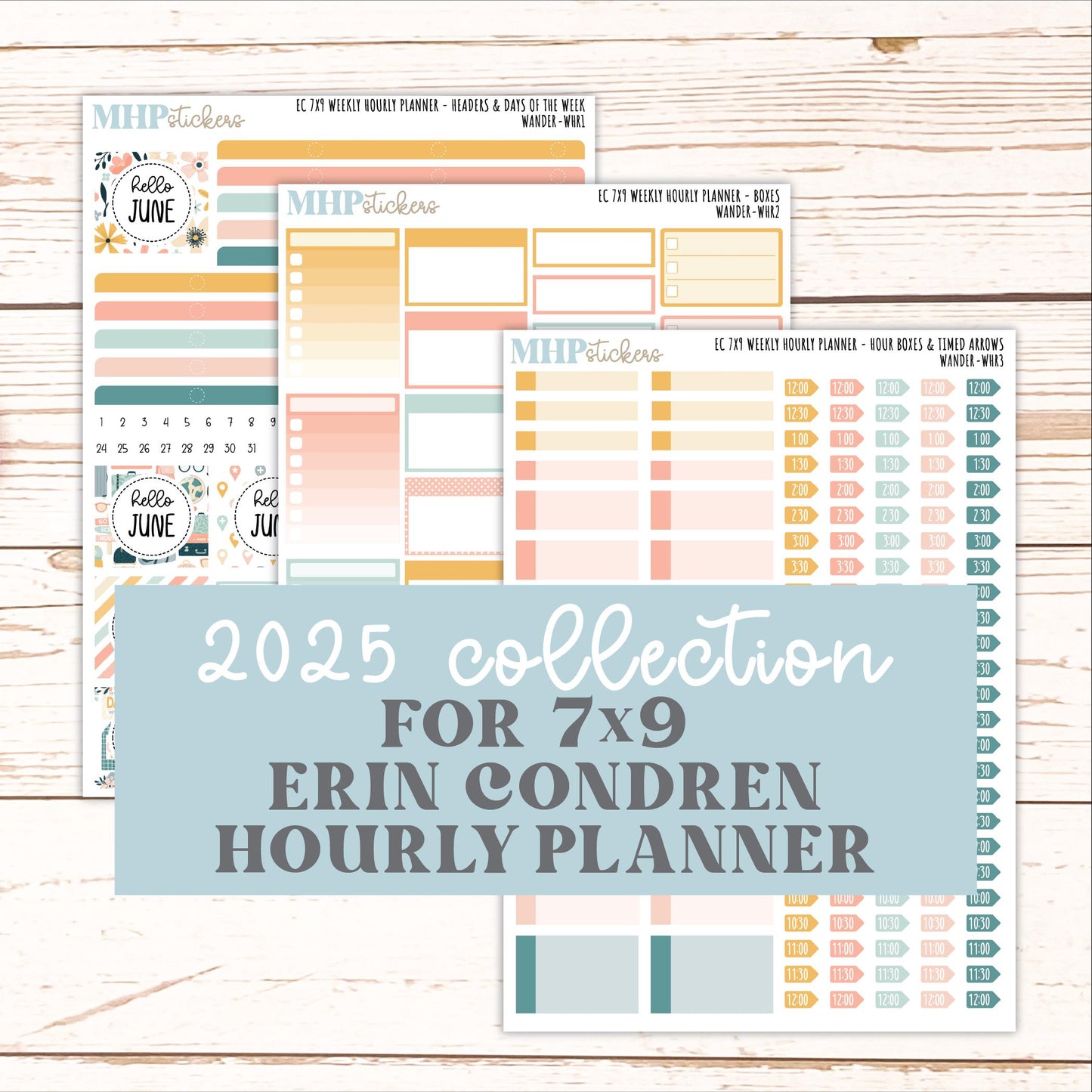 JUNE Weekly Hourly Planning Kits for 7x9 Erin Condren Planners. 2026 Collection "Wander" || ECWHR