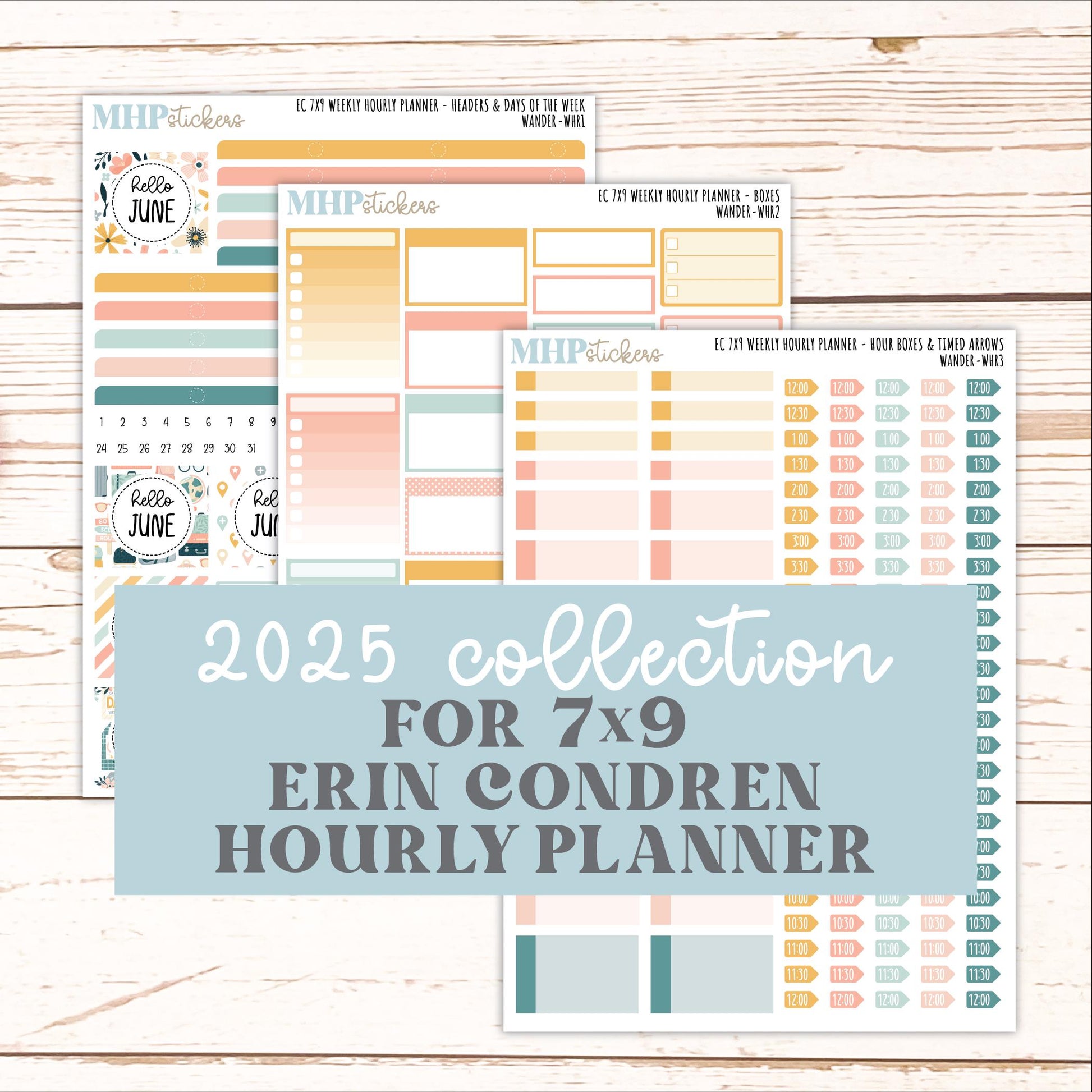JUNE Weekly Hourly Planning Kits for 7x9 Erin Condren Planners. 2026 Collection "Wander" || ECWHR