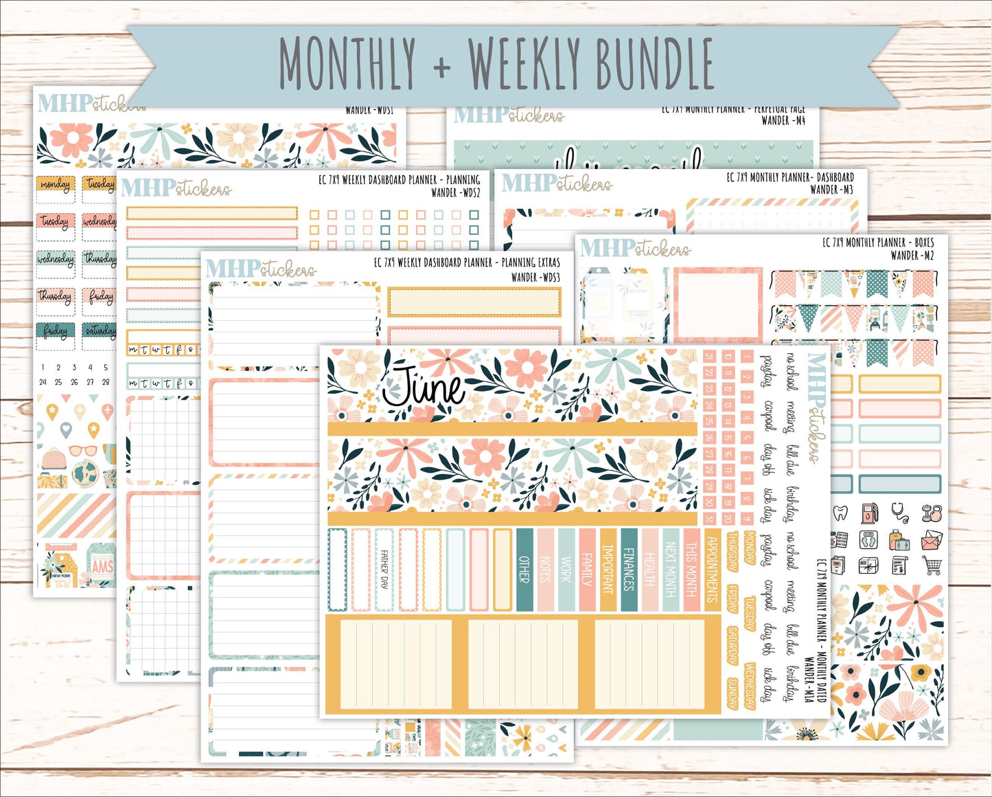 JUNE Weekly Dashboard Kit for 7x9 Erin Condren Planners. 2026 Collection "Wander" || ECWDS