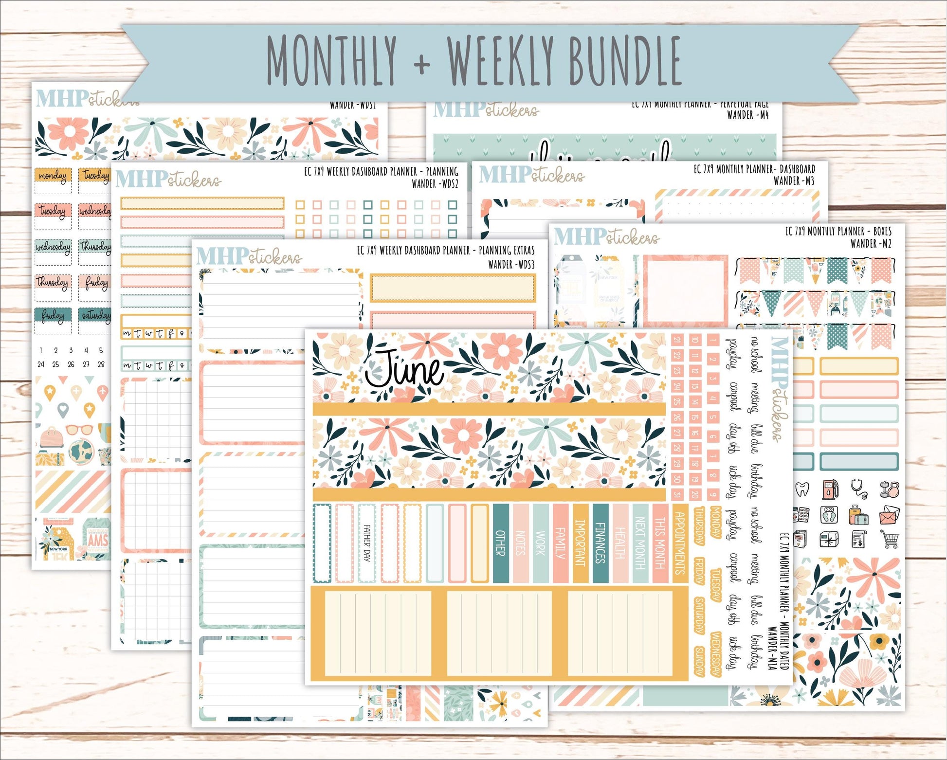 JUNE Weekly Dashboard Kit for 7x9 Erin Condren Planners. 2026 Collection "Wander" || ECWDS