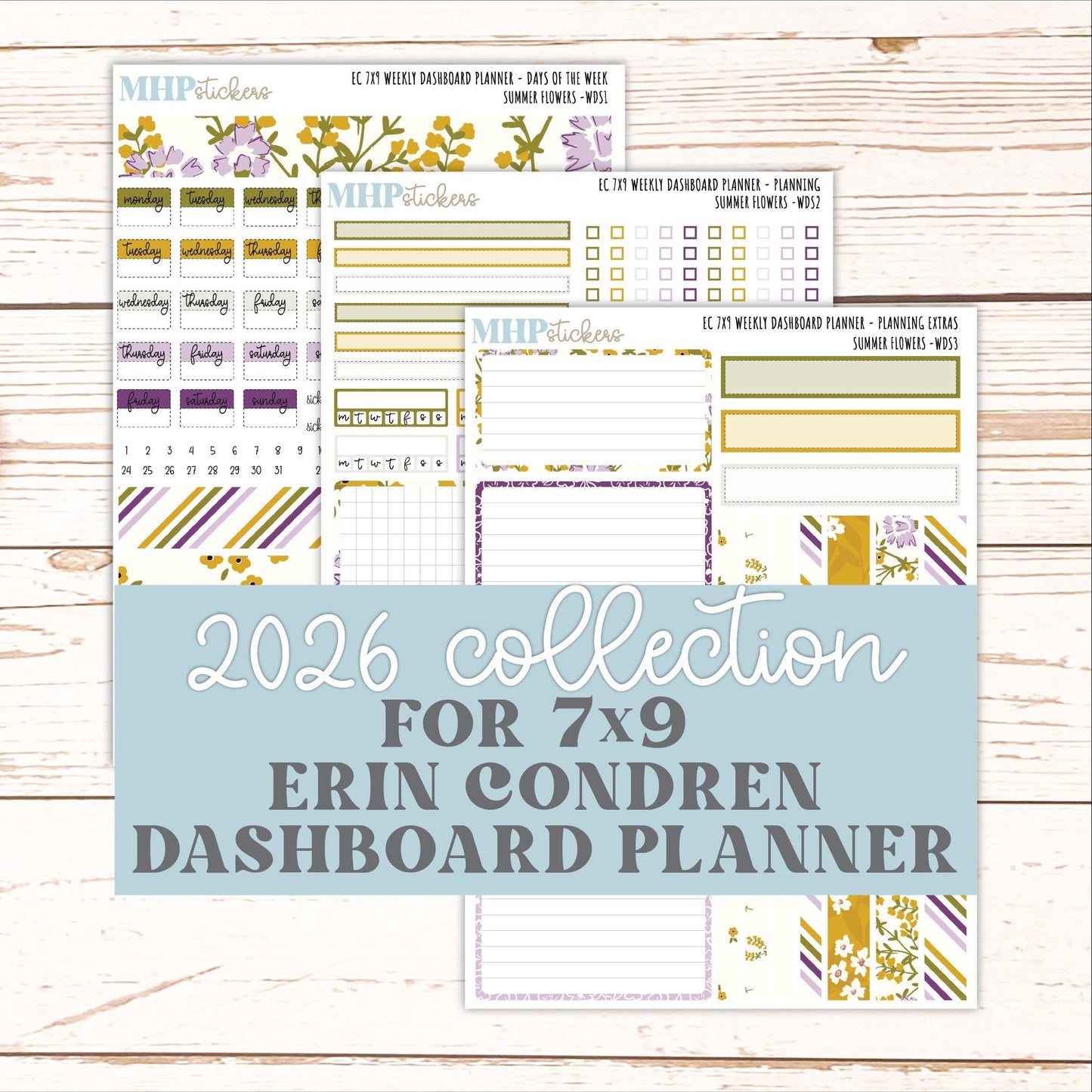 JUNE Weekly Dashboard Kit for 7x9 Erin Condren Planners. 2026 Collection "Summer Flowers" || ECWDS