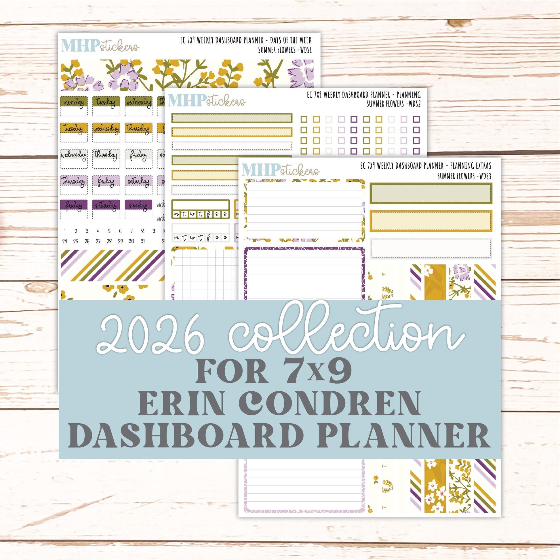 JUNE Weekly Dashboard Kit for 7x9 Erin Condren Planners. 2026 Collection "Summer Flowers" || ECWDS