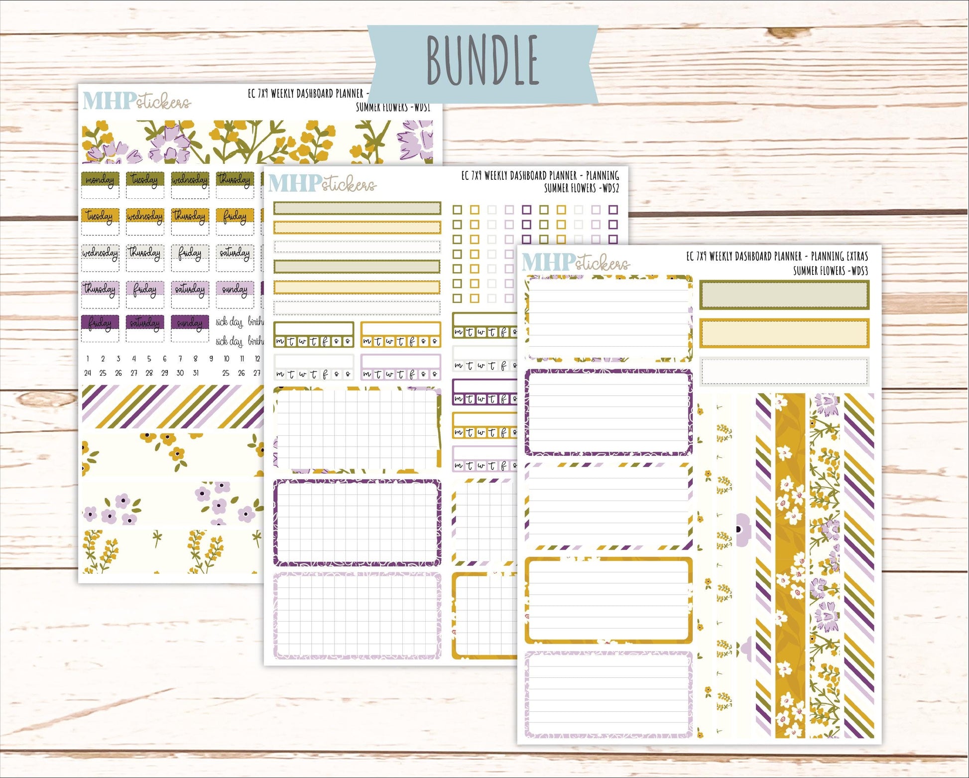 JUNE Weekly Dashboard Kit for 7x9 Erin Condren Planners. 2026 Collection "Summer Flowers" || ECWDS
