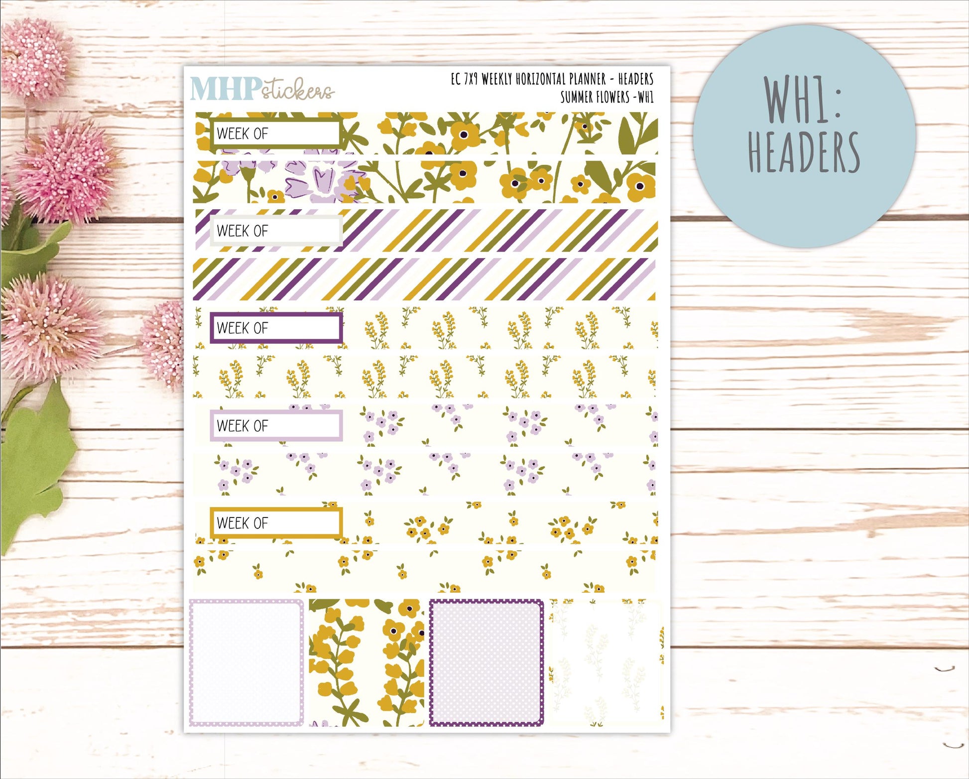 JUNE Weekly Horizontal Planning Kit for 7x9 Erin Condren Planners. 2026 Collection "Summer Flowers" || ECWH