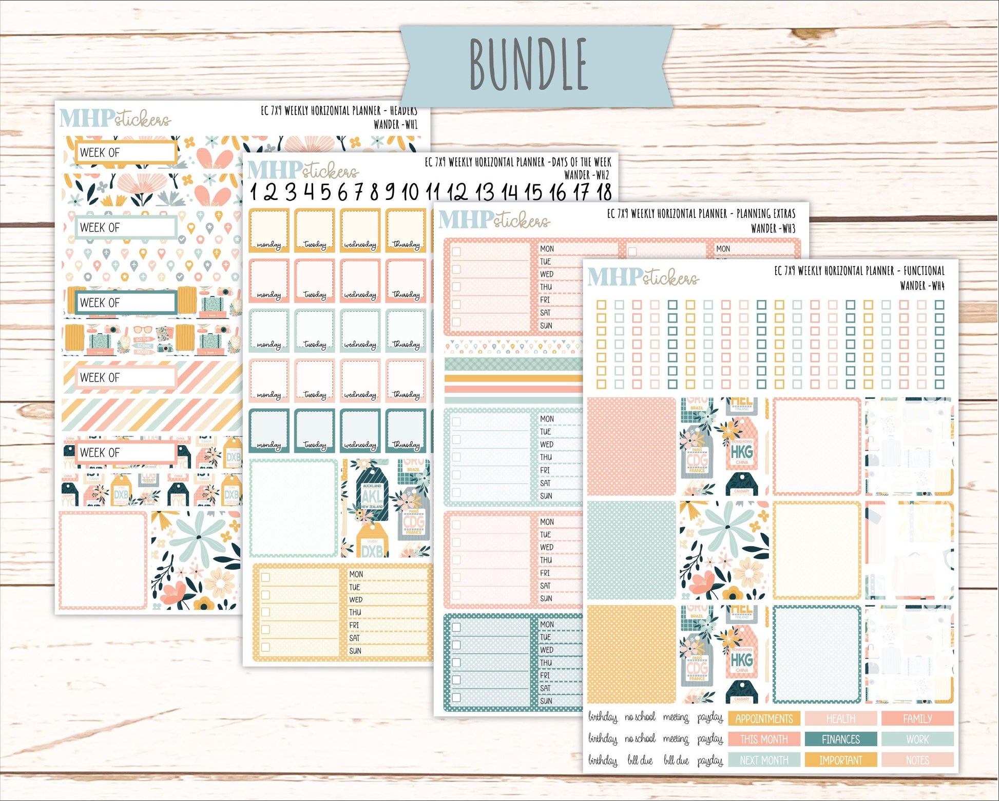 JUNE Weekly Horizontal Planning Kit for 7x9 Erin Condren Planners. 2026 Collection "Wander" || ECWH