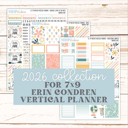 JUNE Weekly Vertical Kits for 7x9 Erin Condren Planners. 2026 Collection "Wander" || ECWV