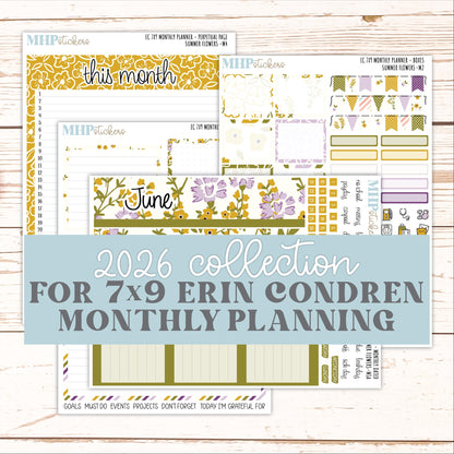 JUNE Monthly Kit for 7x9 Erin Condren Planners. 2026 Collection "Summer Flowers" || ECM