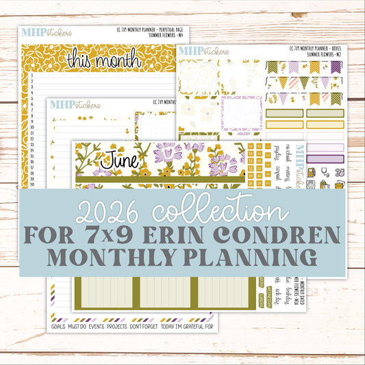 JUNE Monthly Kit for 7x9 Erin Condren Planners. 2026 Collection "Summer Flowers" || ECM