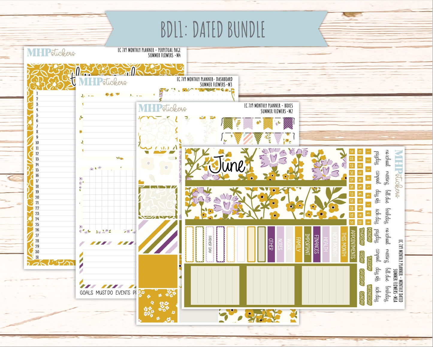 JUNE Monthly Kit for 7x9 Erin Condren Planners. 2026 Collection "Summer Flowers" || ECM