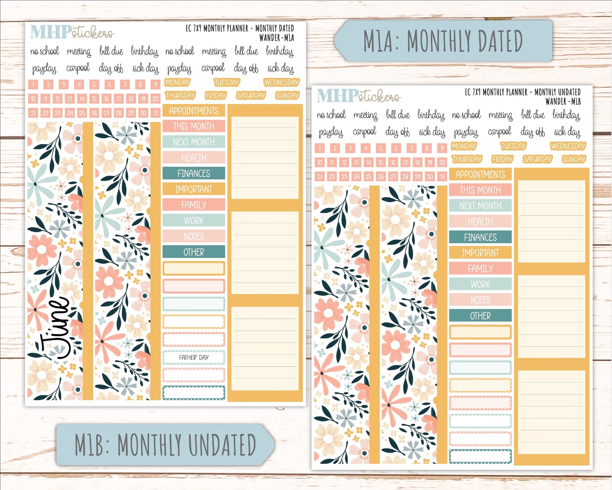 JUNE Monthly Kit for 7x9 Erin Condren Planners. 2026 Collection "Wander" || ECM