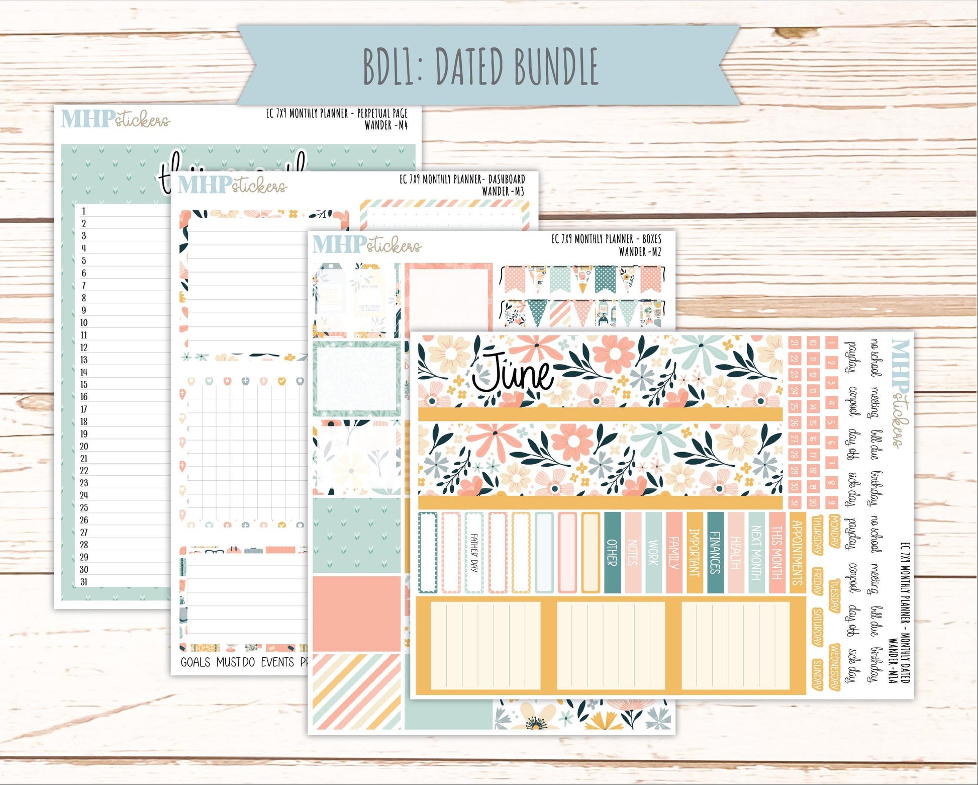 JUNE Monthly Kit for 7x9 Erin Condren Planners. 2026 Collection "Wander" || ECM