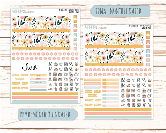 JUNE 2026 Stickers for the Large Rose Laurel Denise Planner. "Wander" || PP