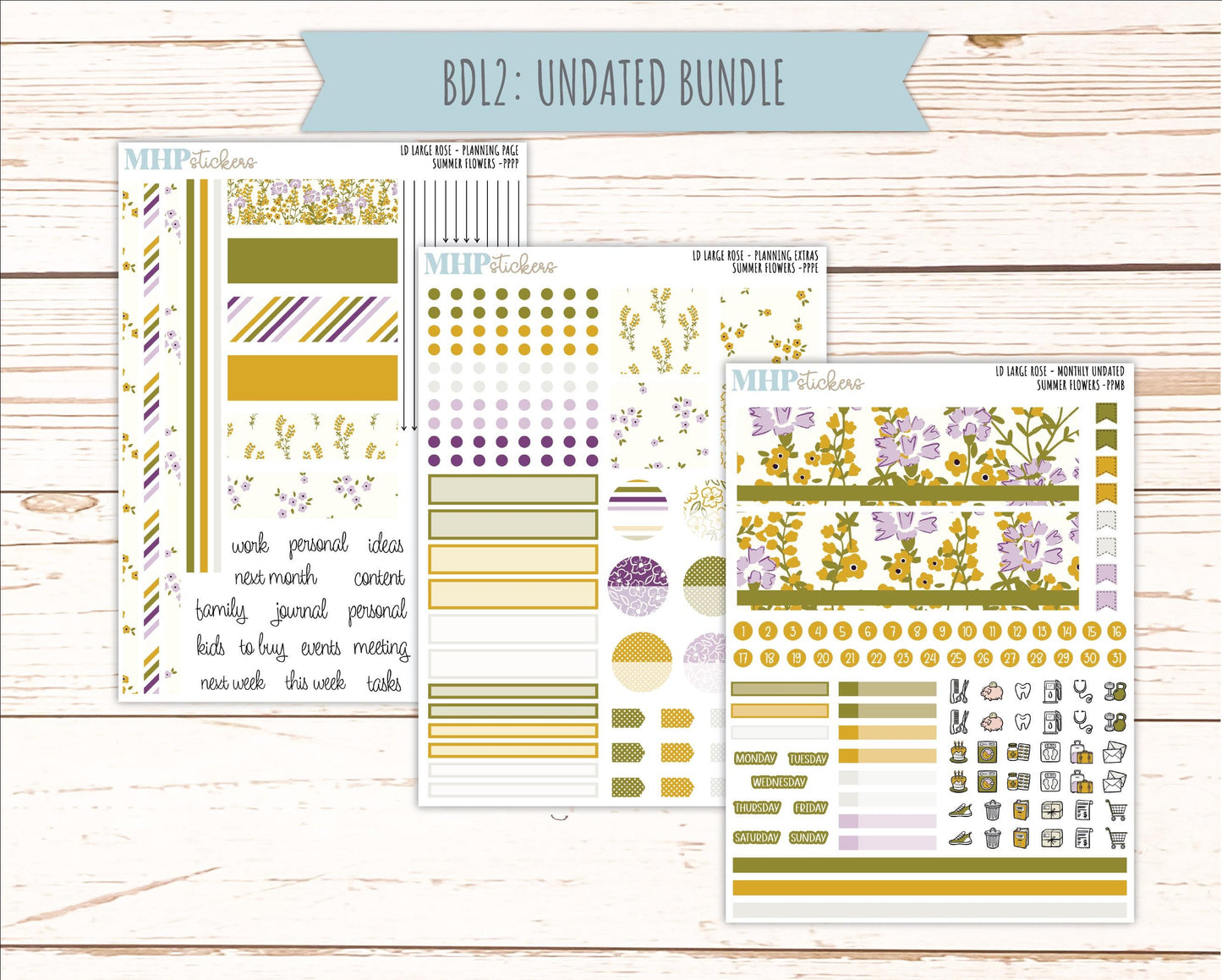 JUNE 2026 Stickers for the Large Rose Laurel Denise Planner. "Summer Flowers" || PP
