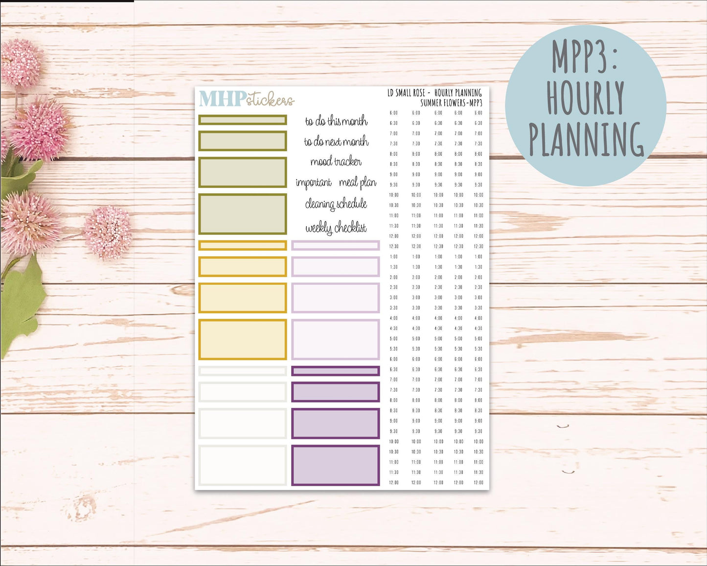 JUNE 2026 Stickers for The Small Rose Laurel Denise Planner. "Summer Flowers" || MPP