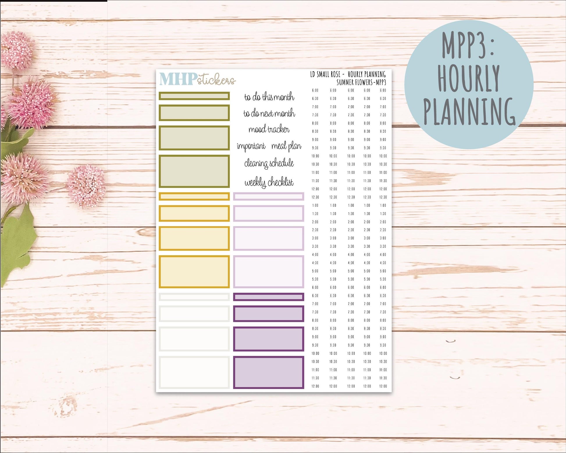 JUNE 2026 Stickers for The Small Rose Laurel Denise Planner. "Summer Flowers" || MPP