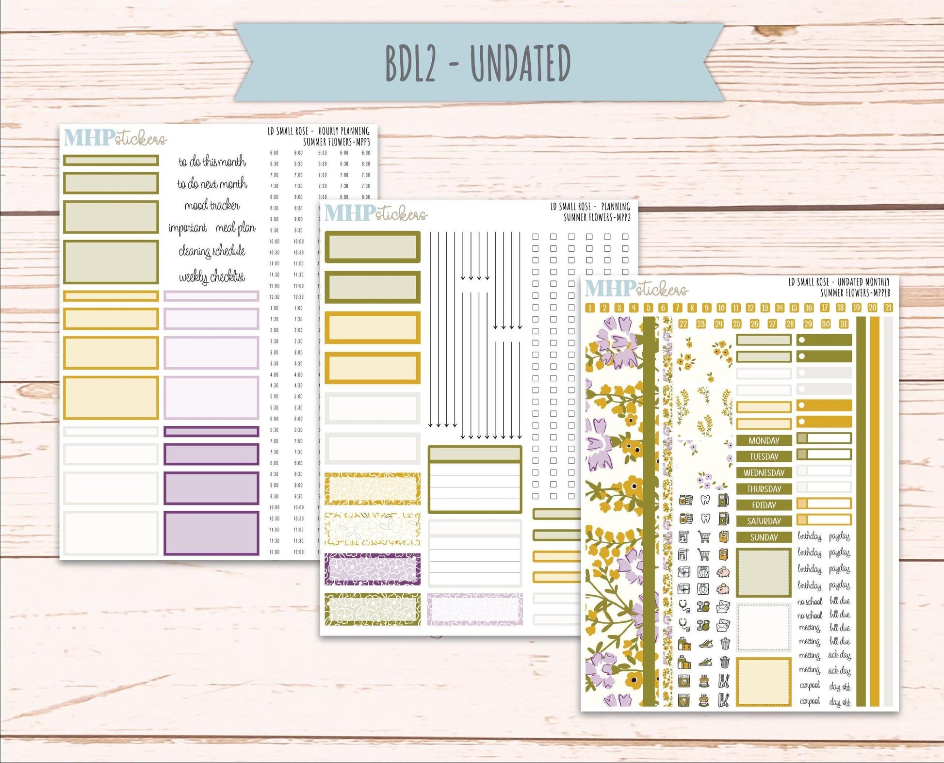 JUNE 2026 Stickers for The Small Rose Laurel Denise Planner. "Summer Flowers" || MPP