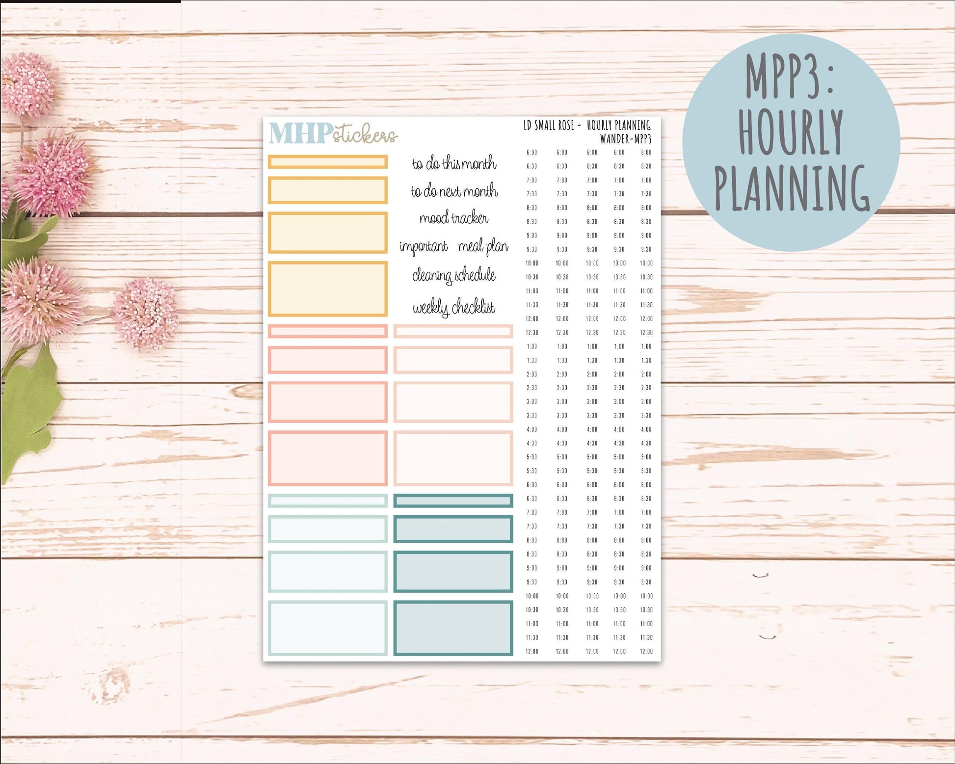 JUNE 2026 Stickers for The Small Rose Laurel Denise Planner. "Wander" || MPP