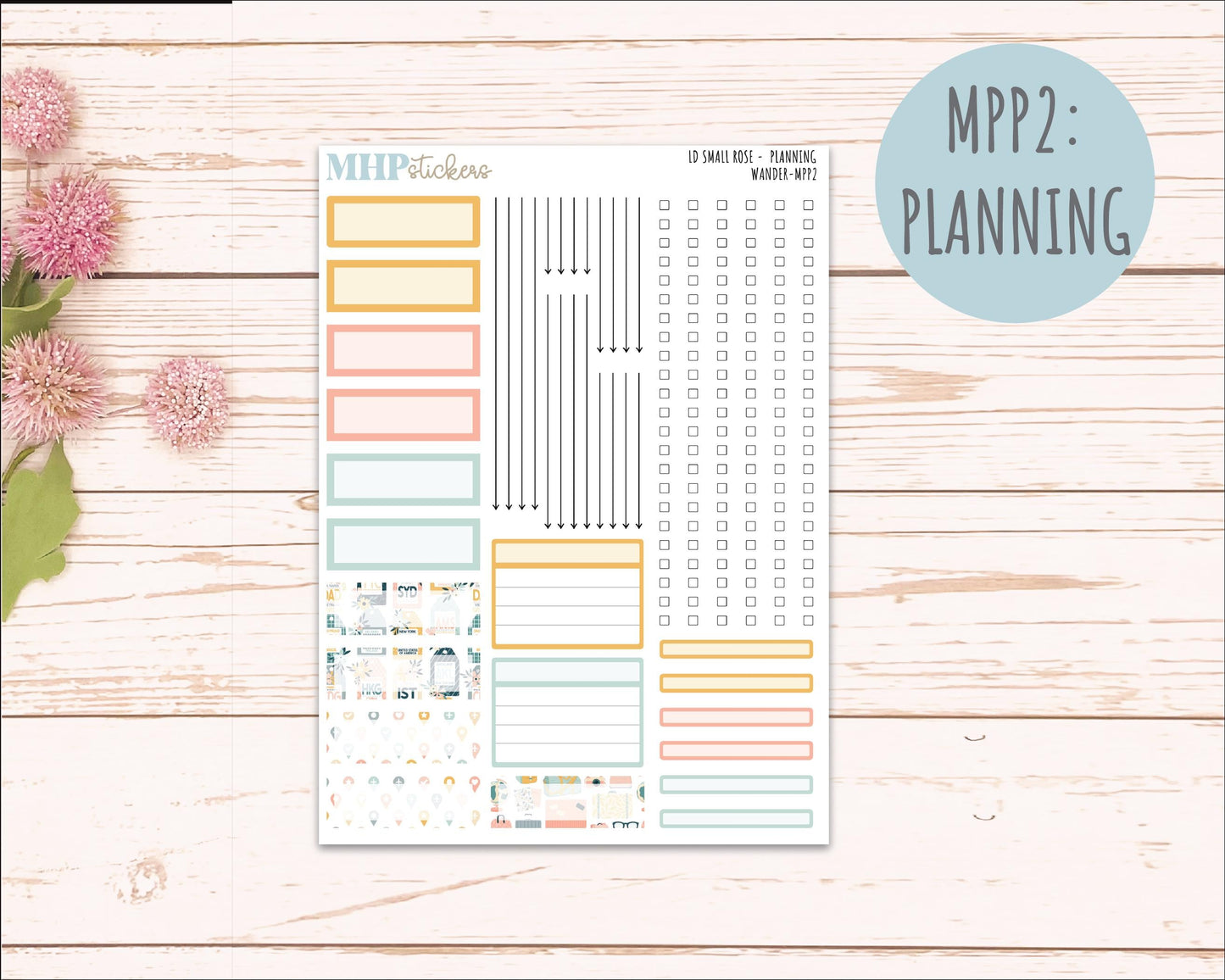 JUNE 2026 Stickers for The Small Rose Laurel Denise Planner. "Wander" || MPP