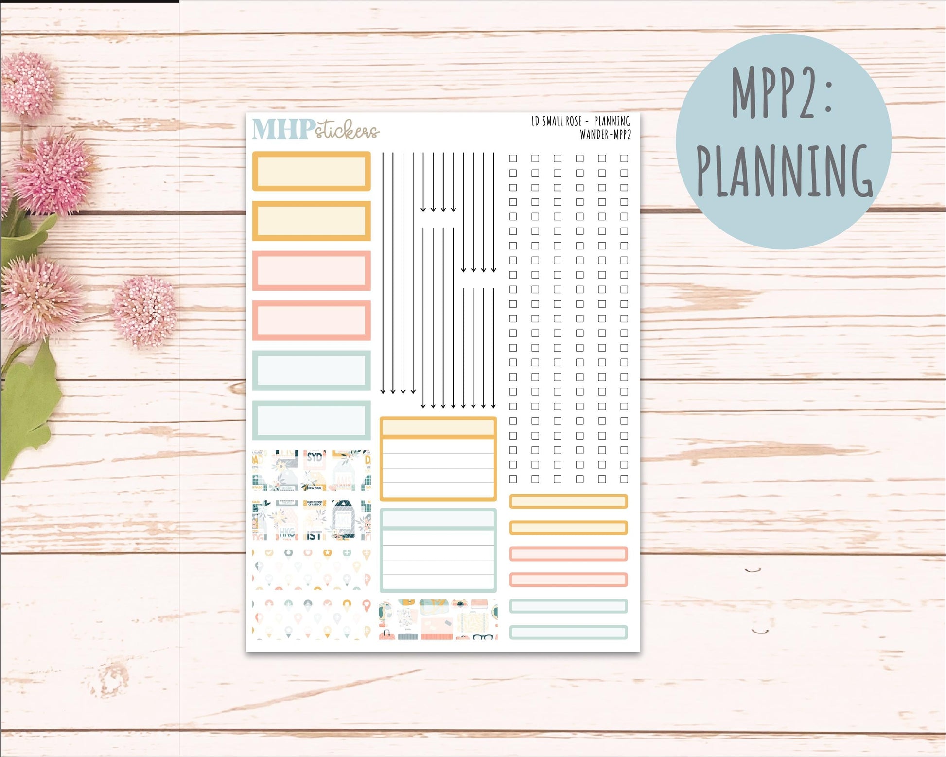 JUNE 2026 Stickers for The Small Rose Laurel Denise Planner. "Wander" || MPP