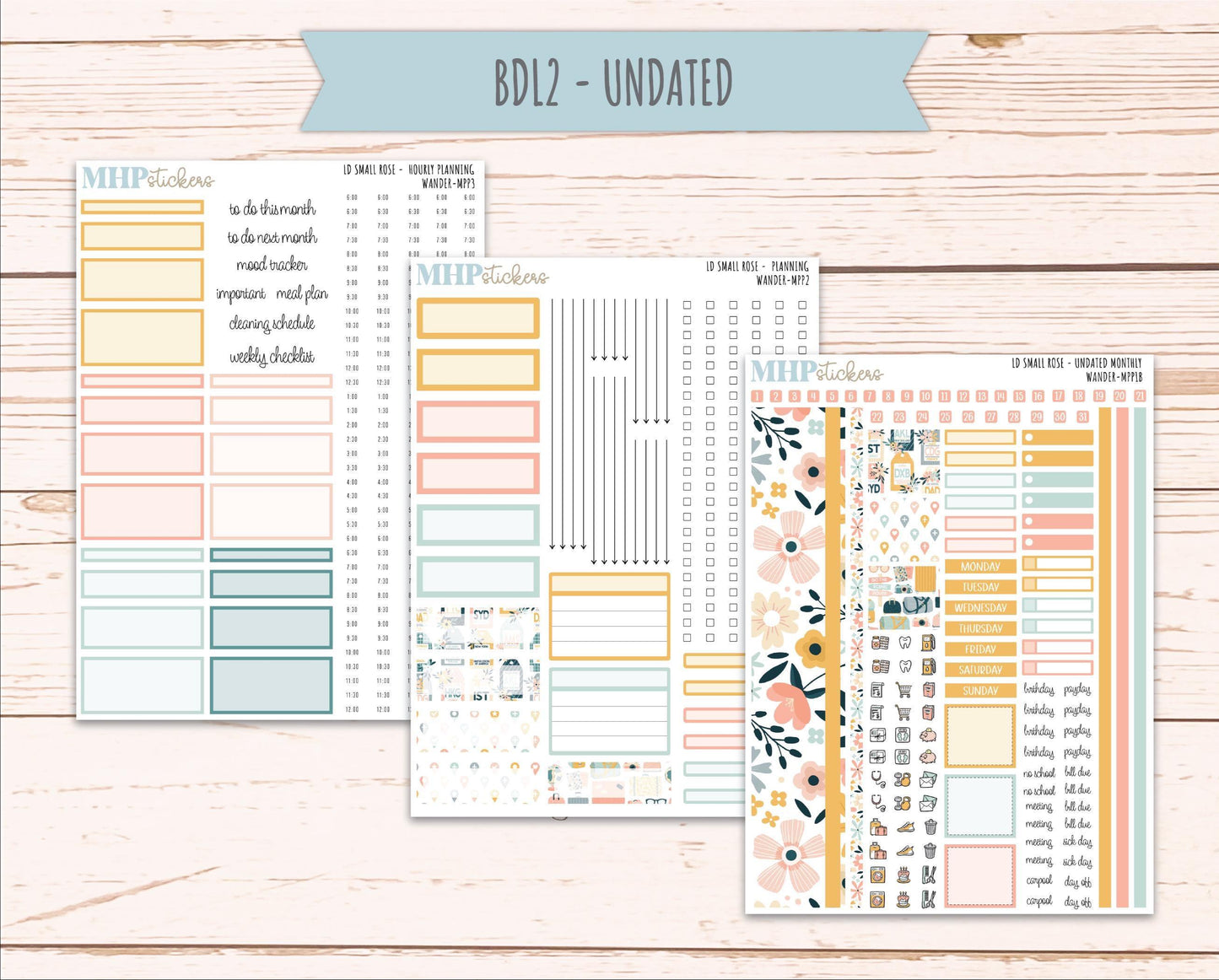 JUNE 2026 Stickers for The Small Rose Laurel Denise Planner. "Wander" || MPP