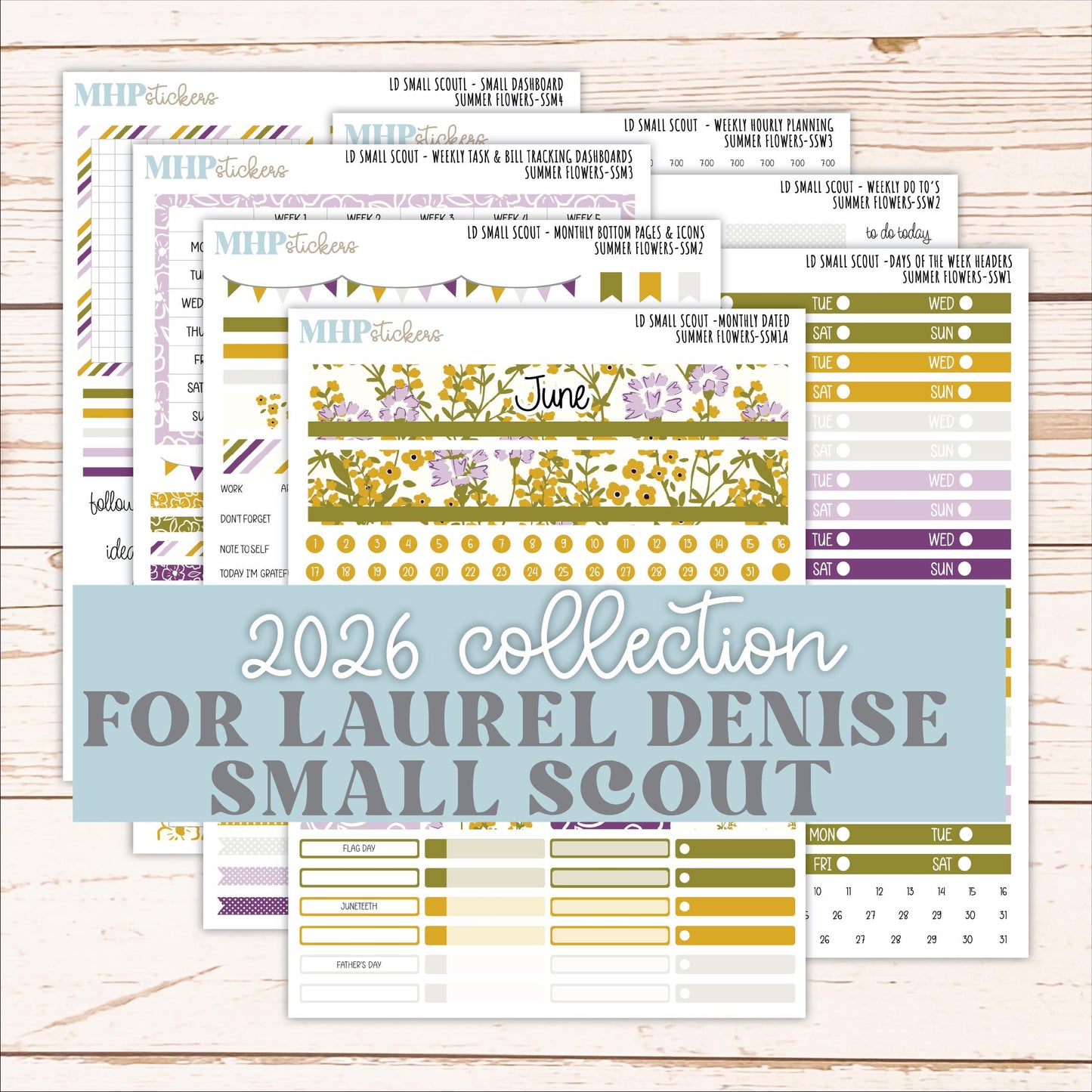 JUNE 2026 Stickers for the Small Scout Planner. For Laurel Denise Planners. "Summer Flowers" ||SS