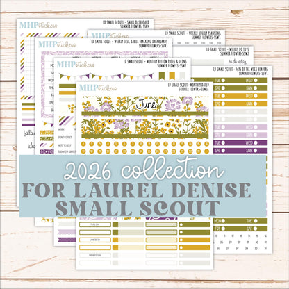 JUNE 2026 Stickers for the Small Scout Planner. For Laurel Denise Planners. "Summer Flowers" ||SS