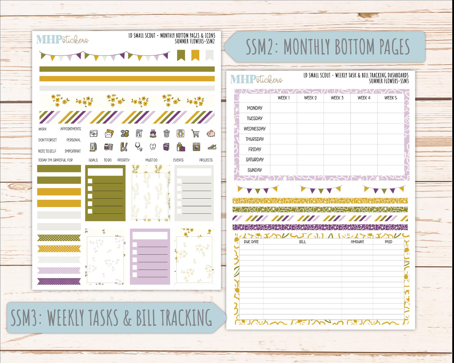 JUNE 2026 Stickers for the Small Scout Planner. For Laurel Denise Planners. "Summer Flowers" ||SS