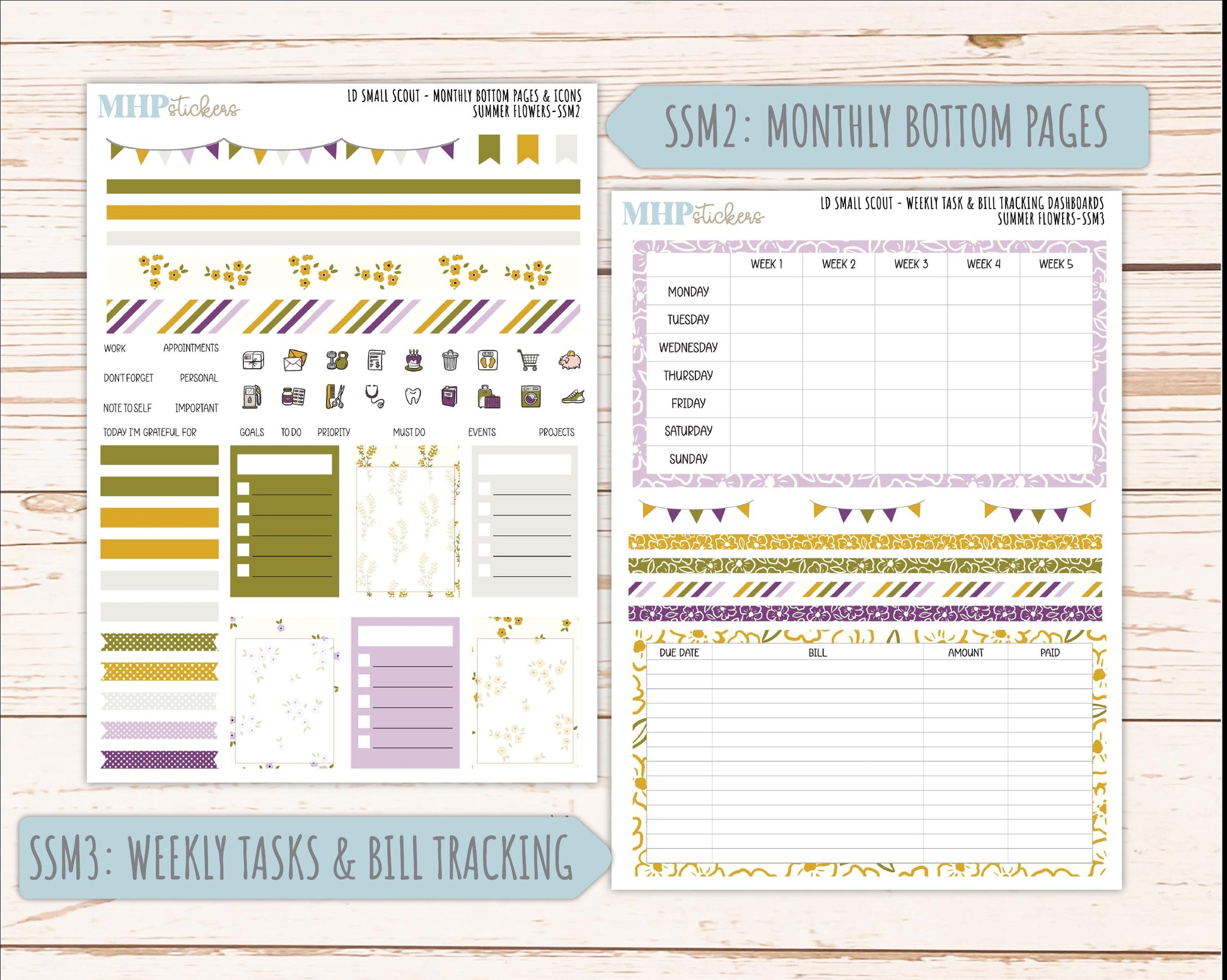 JUNE 2026 Stickers for the Small Scout Planner. For Laurel Denise Planners. "Summer Flowers" ||SS