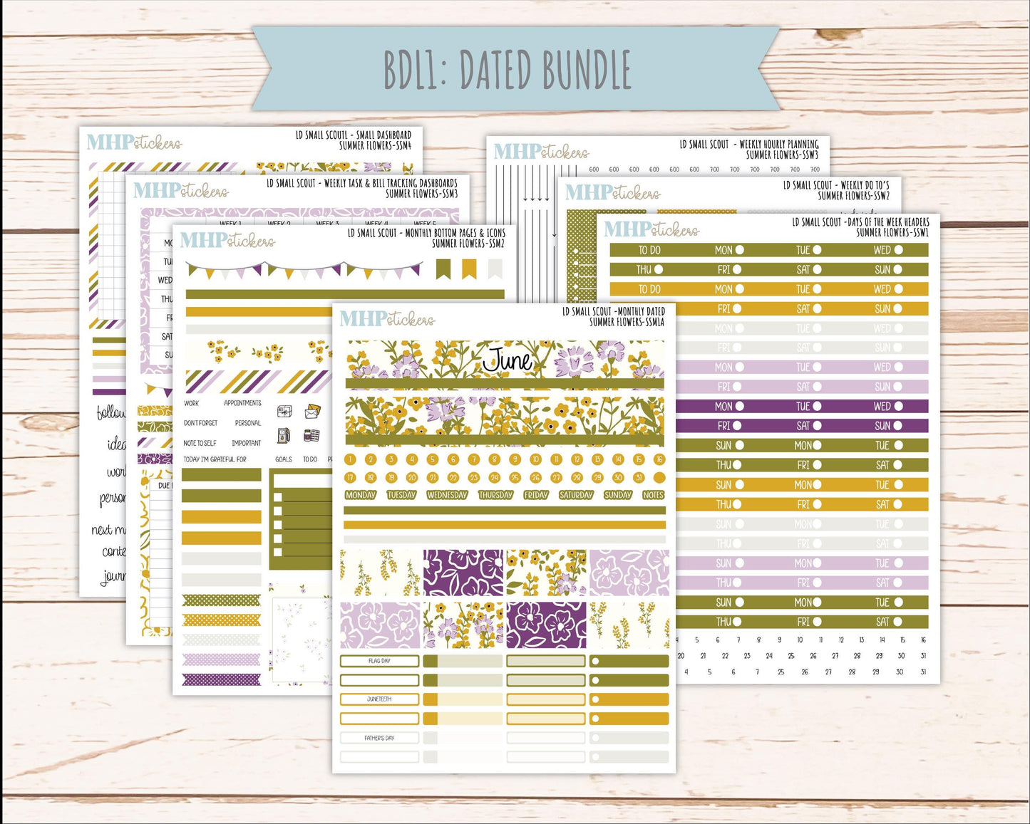 JUNE 2026 Stickers for the Small Scout Planner. For Laurel Denise Planners. "Summer Flowers" ||SS