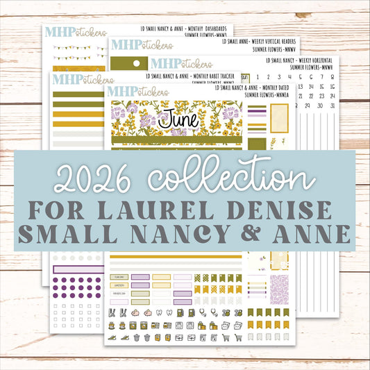 JUNE 2026 Stickers for Small Nancy & Anne Laurel Denise Planners "Summer Flowers" || MN