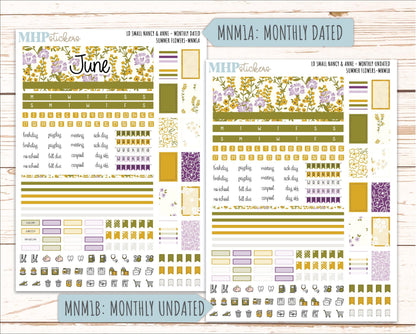 JUNE 2026 Stickers for Small Nancy & Anne Laurel Denise Planners "Summer Flowers" || MN