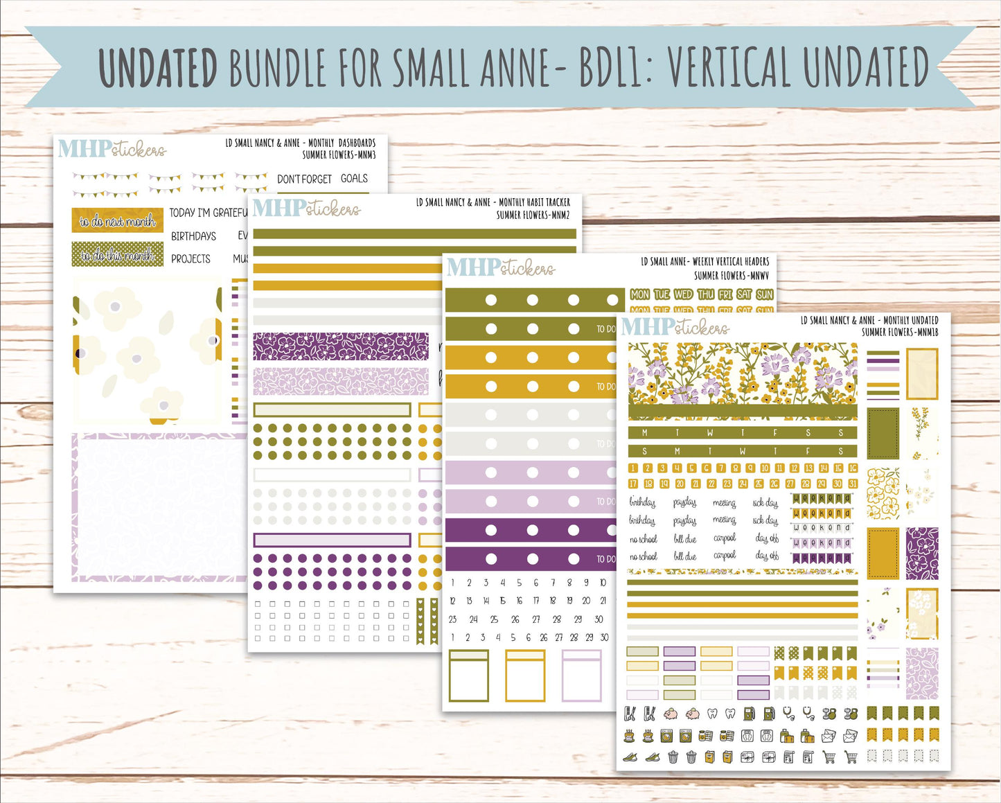 JUNE 2026 Stickers for Small Nancy & Anne Laurel Denise Planners "Summer Flowers" || MN