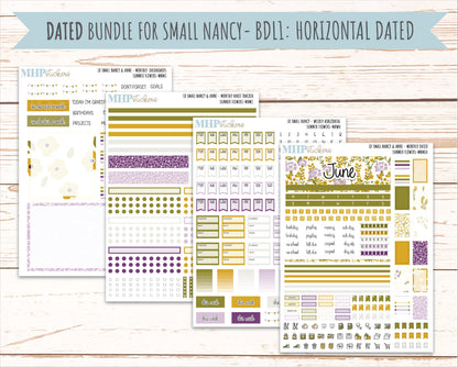 JUNE 2026 Stickers for Small Nancy & Anne Laurel Denise Planners "Summer Flowers" || MN