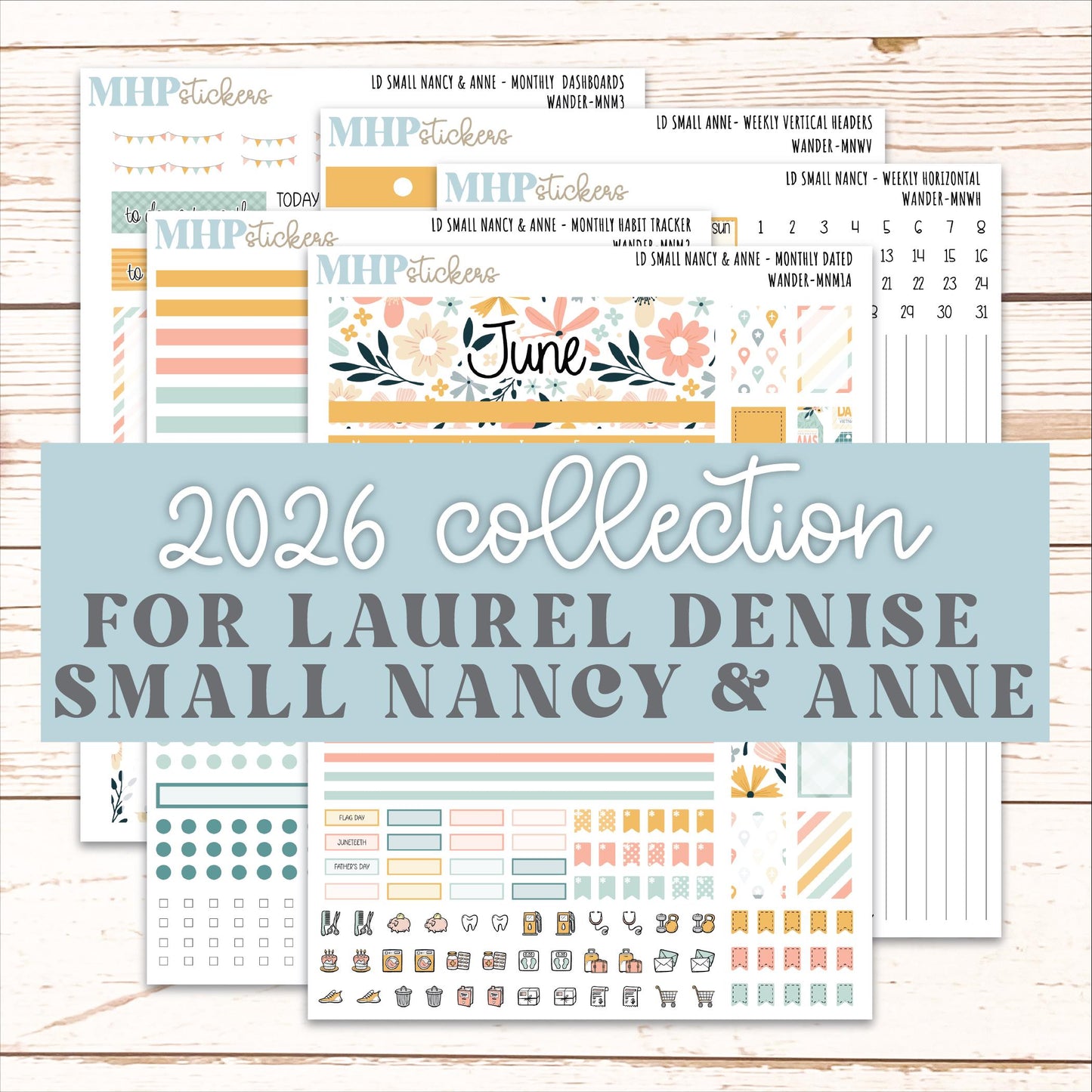 JUNE 2026 Stickers for Small Nancy & Anne Laurel Denise Planners "Wander" || MN