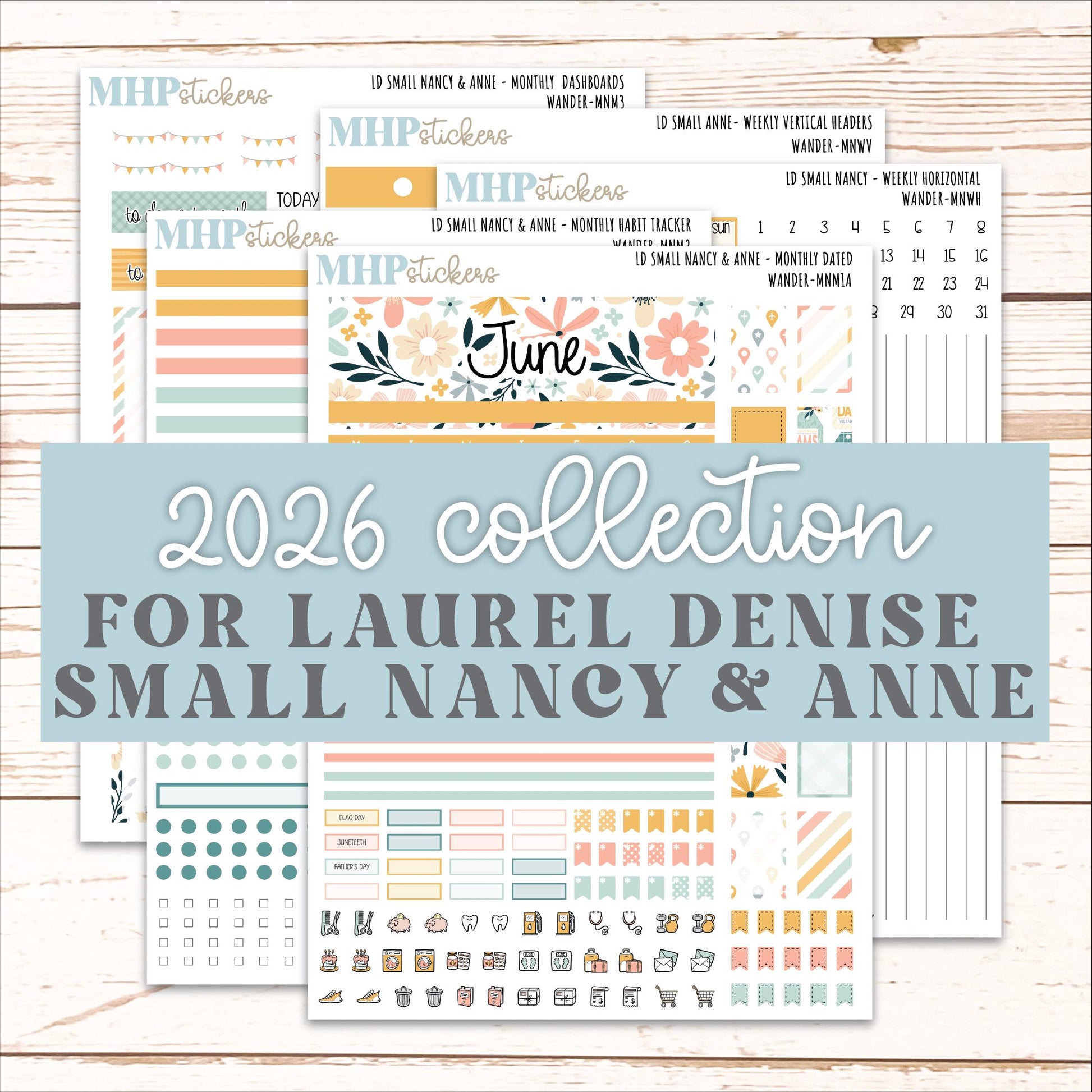 JUNE 2026 Stickers for Small Nancy & Anne Laurel Denise Planners "Wander" || MN