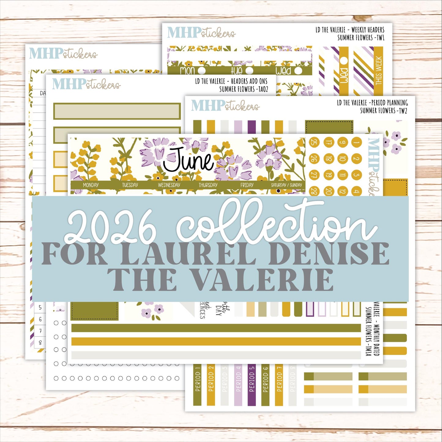 JUNE Stickers for The Valerie Laurel Denise Planner "Summer Flowers" || TC