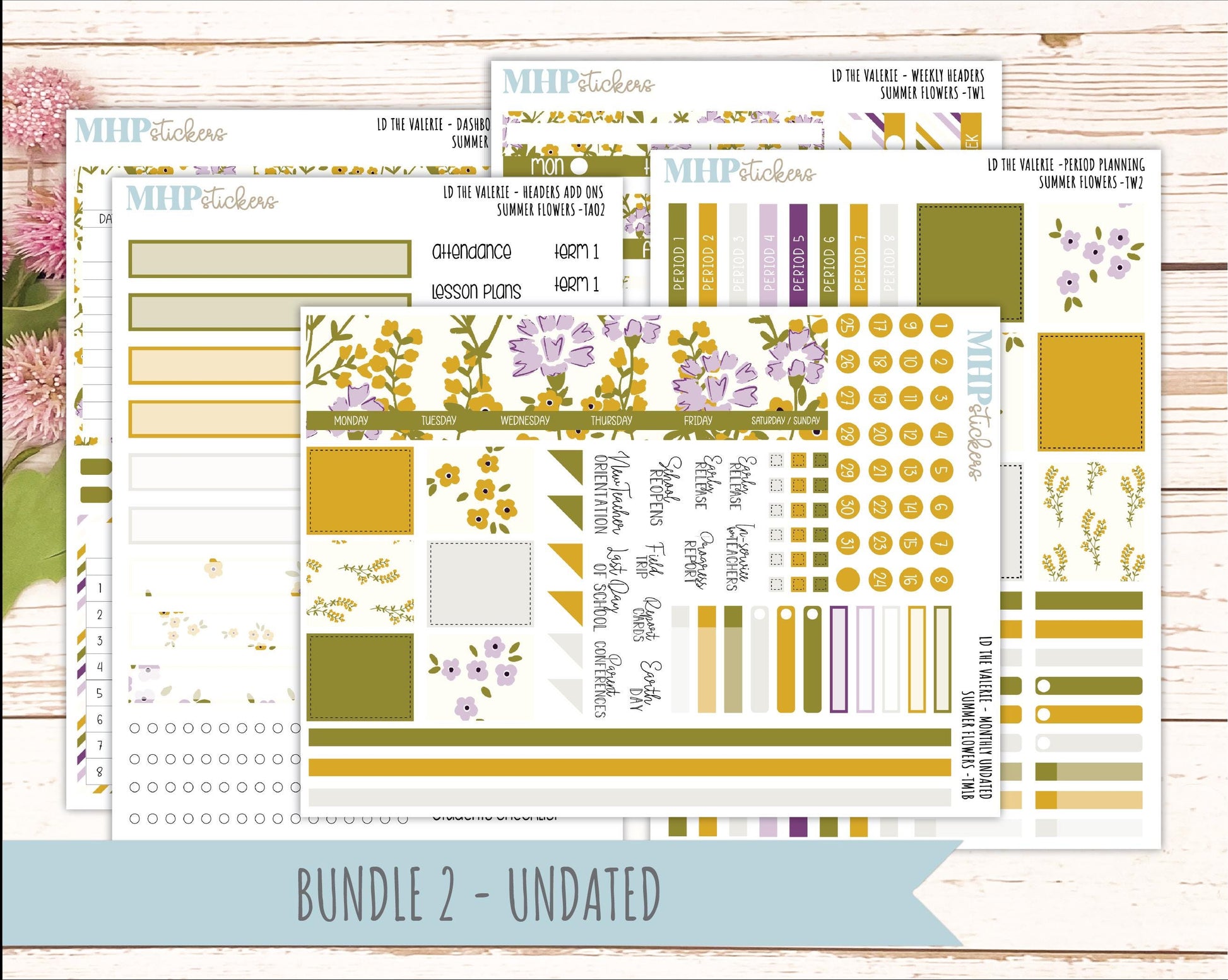 JUNE Stickers for The Valerie Laurel Denise Planner "Summer Flowers" || TC